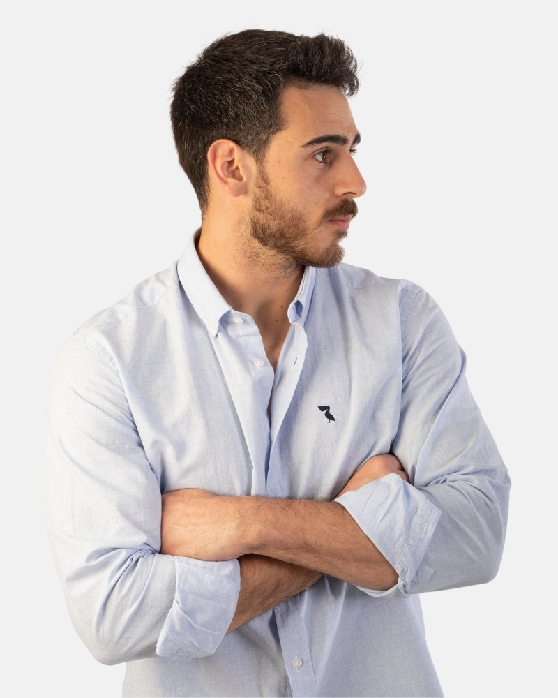 CAMISA DE LINO AZUL CLARO