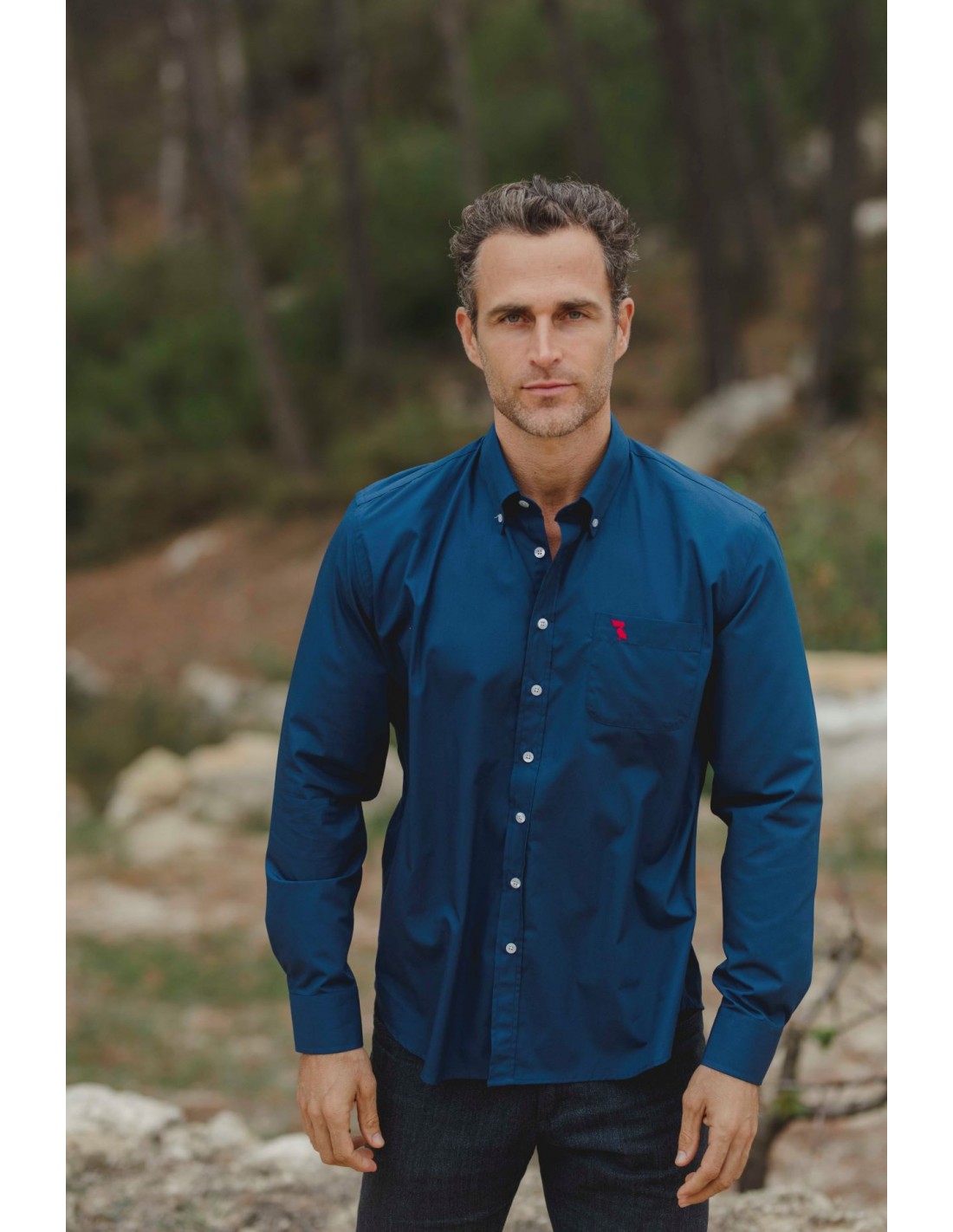 Camisa azul shops oscuro