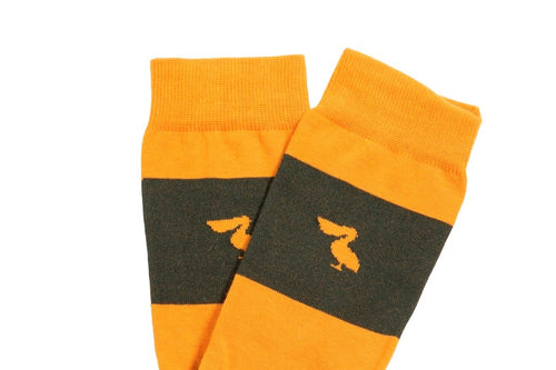 CALCETINES MOSTAZA BANDA VERDE