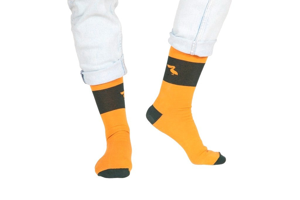 CALCETINES MOSTAZA BANDA VERDE