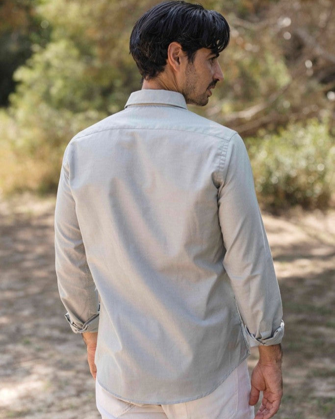 CAMISA VERDE GRISÁCEO PELICANO AZUL
