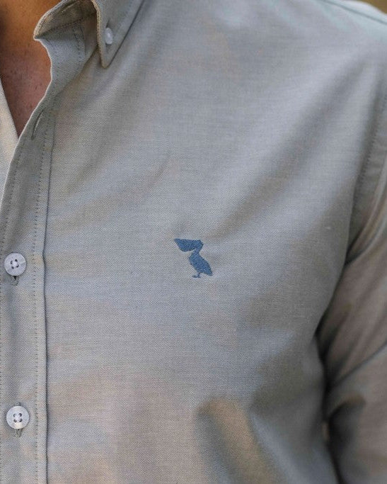 CAMISA VERDE GRISÁCEO PELICANO AZUL