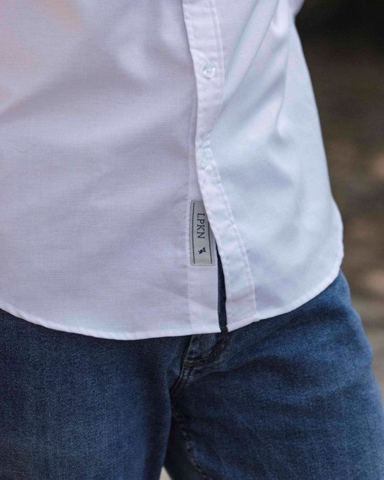 CAMISA BLANCA PELICANO AZUL CIELO