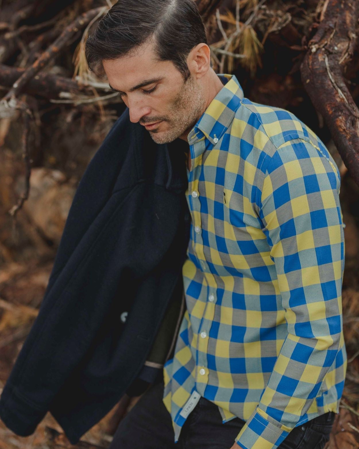 CAMISA CUADROS AMARILLO Y AZUL