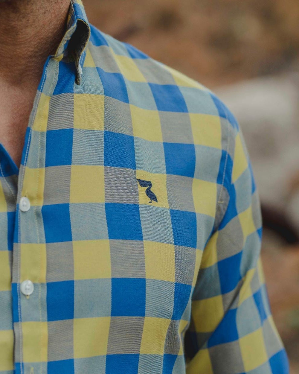 CAMISA CUADROS AMARILLO Y AZUL
