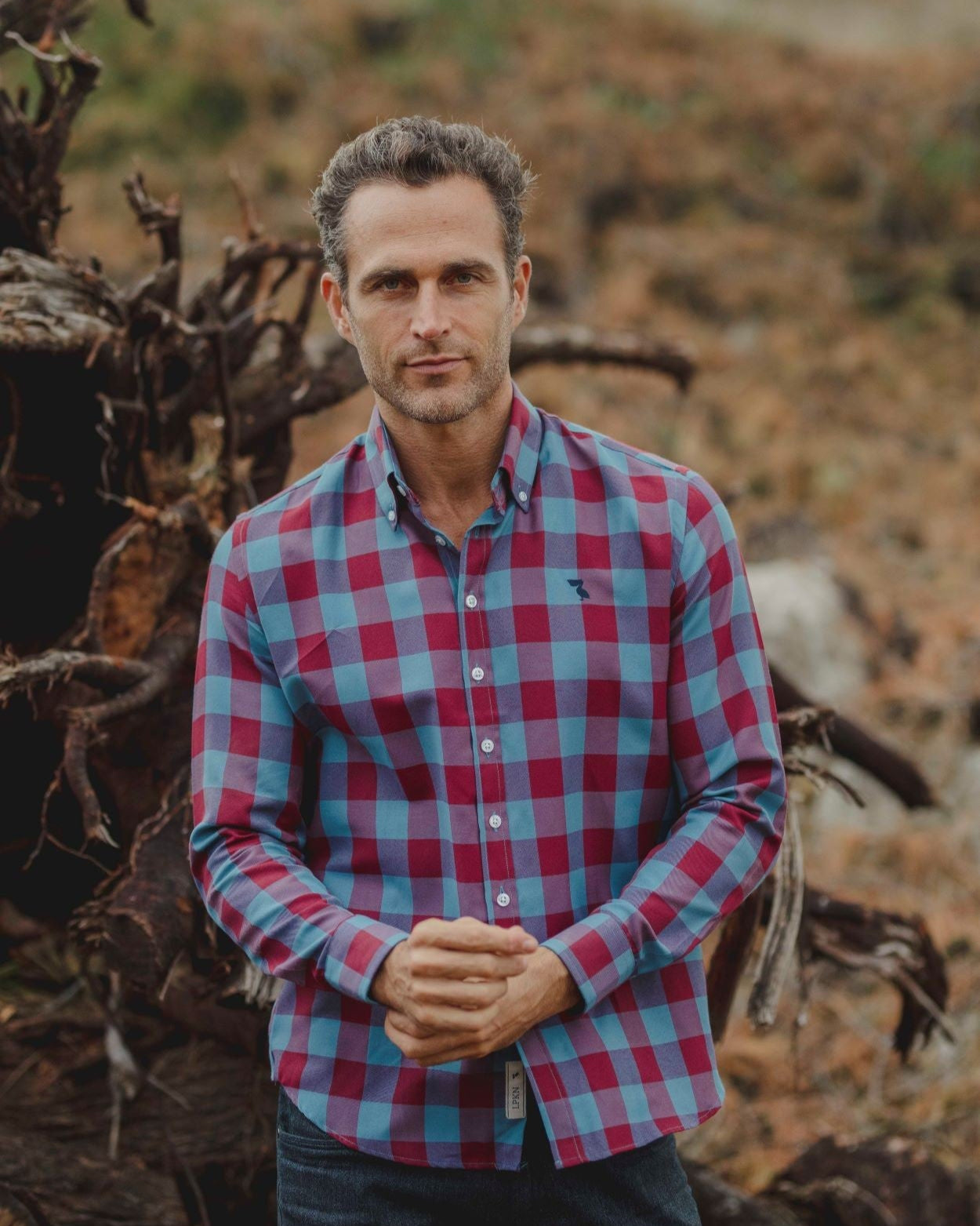 CAMISA CUADROS GRANATE Y AZUL