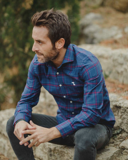 CAMISA CUADROS AZUL MARINO Y ROJA