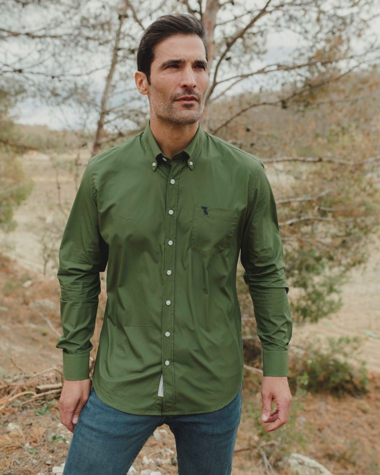 CAMISA VERDE MILITAR PELÍCANO AZUL