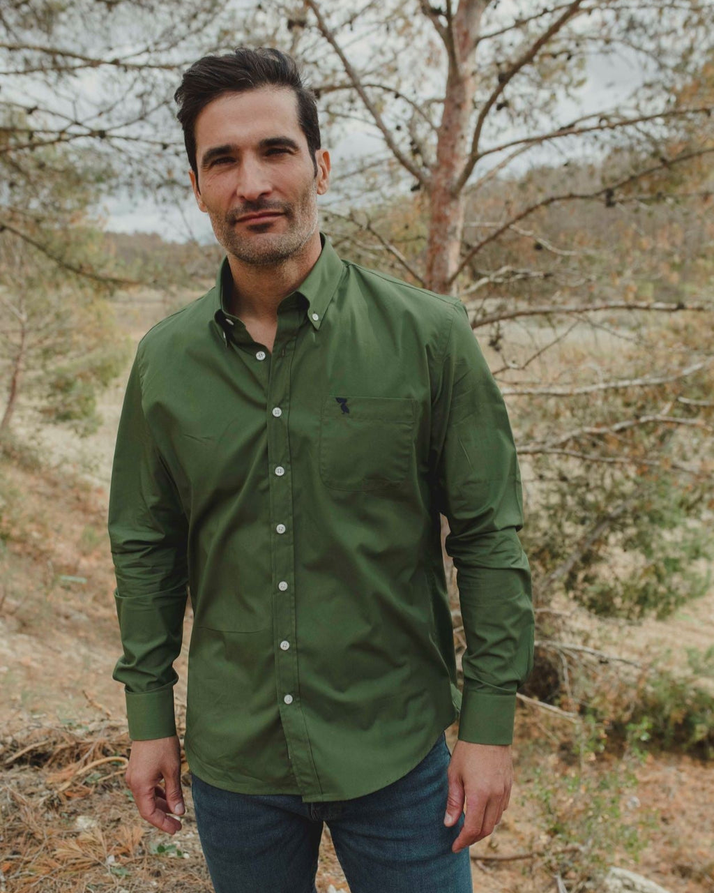 CAMISA VERDE MILITAR PELÍCANO AZUL