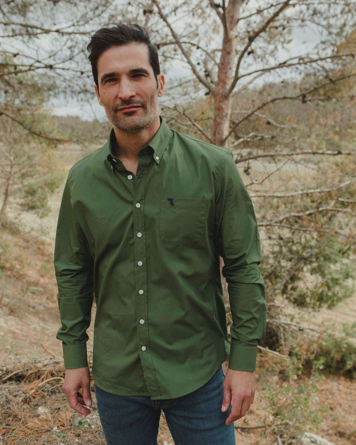 CAMISA VERDE MILITAR PELÍCANO AZUL