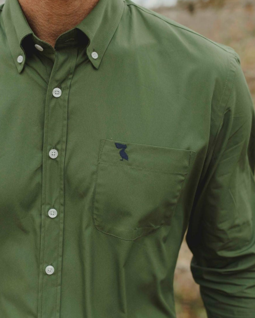 CAMISA VERDE MILITAR PELÍCANO AZUL