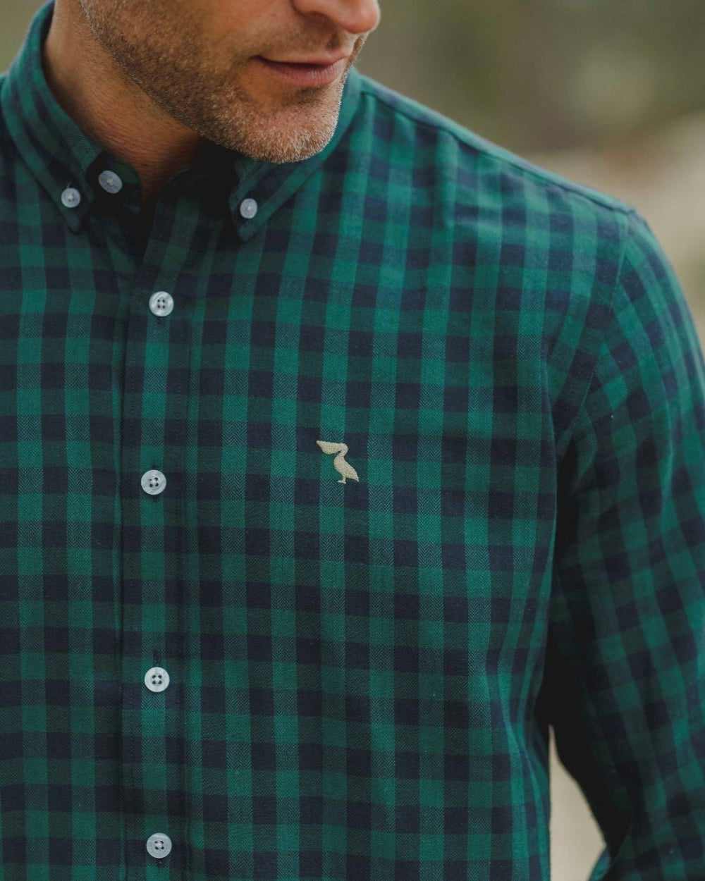 CAMISA CUADROS VERDE PELICANO BEIGE