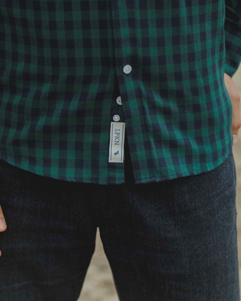 CAMISA CUADROS VERDE PELICANO BEIGE