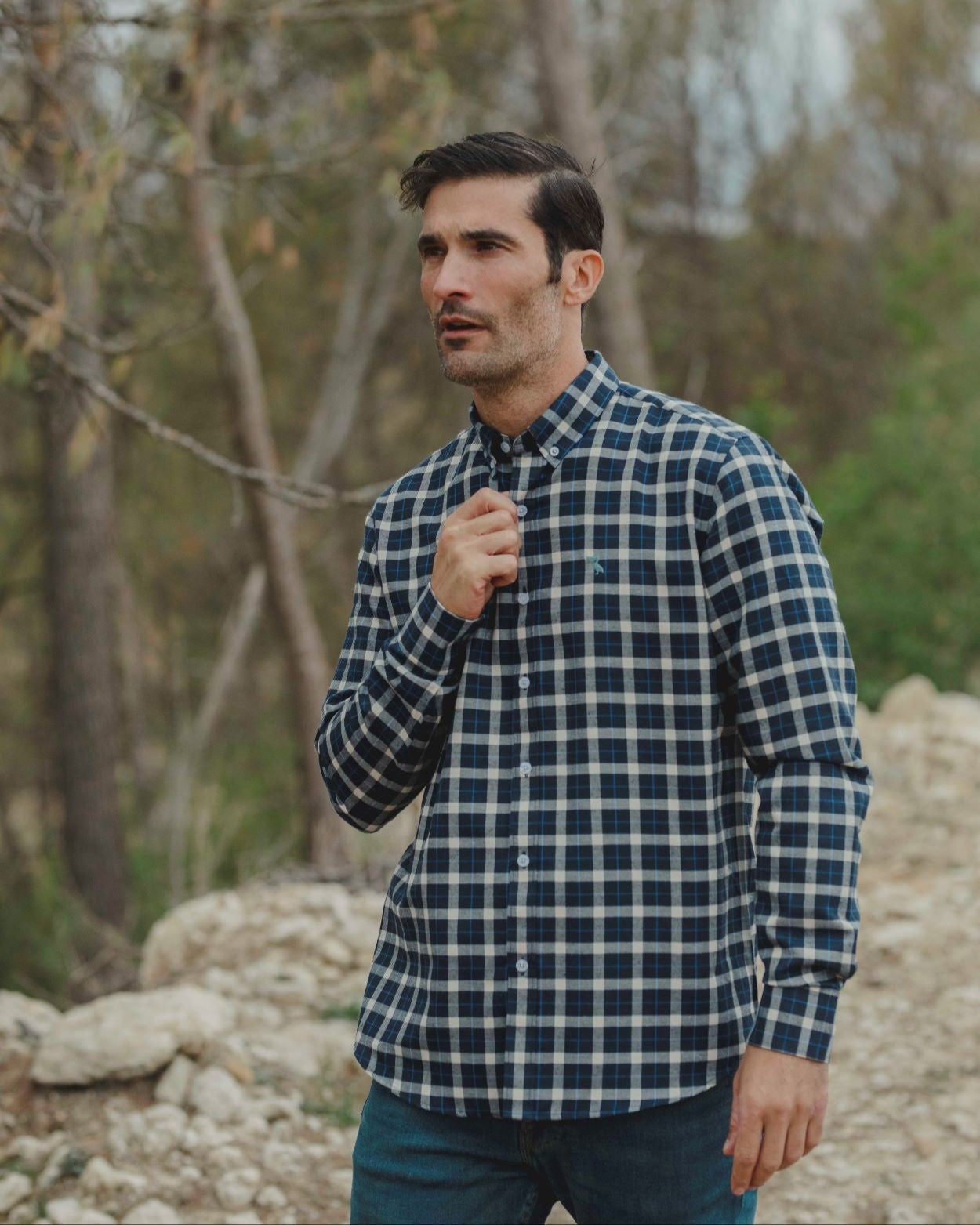 CAMISA CUADROS AZUL Y BLANCO