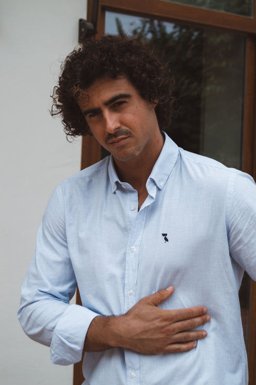 CAMISA DE LINO AZUL CLARO
